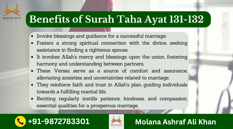 Benefits of Surah Taha Ayat 131-132